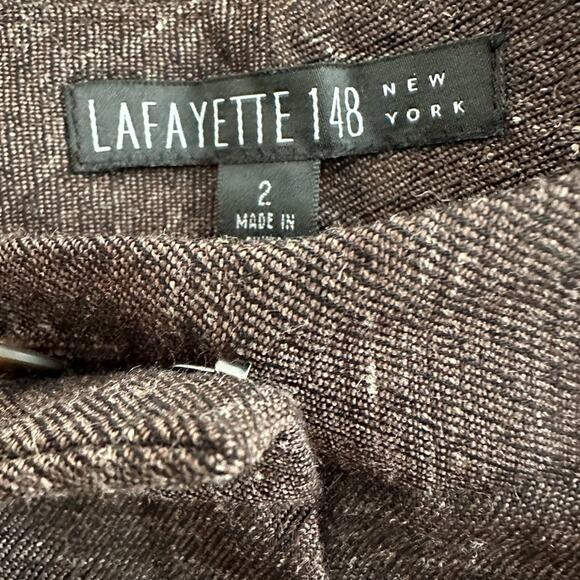 Lafayette 148 Virgin Wool Brown Dress Pants Hemp Classic Lined Winter Preppy - Picture 2 of 7